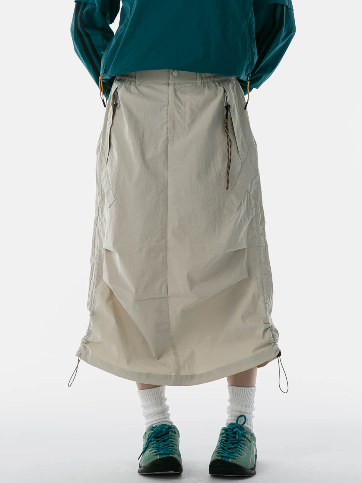 MontView – Schnelltrocknender Utility-Midirock mit Kordelzug für Damen