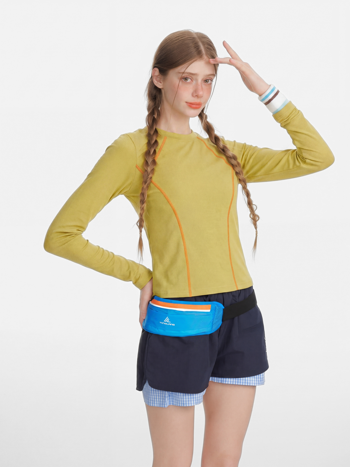 Darkrun – Enganliegendes, bauchfreies Langarm-T-Shirt für Damen