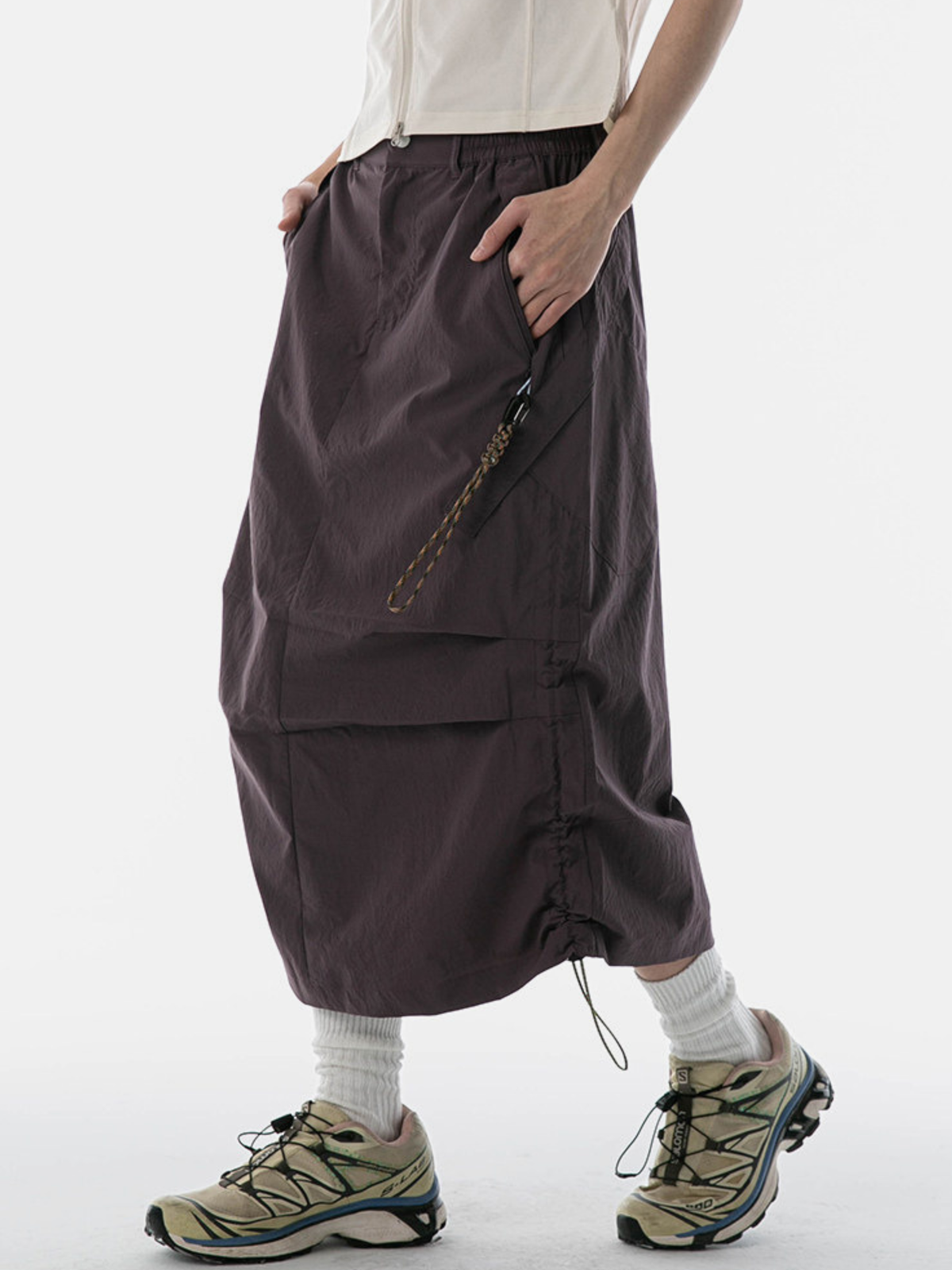 MontView – Schnelltrocknender Utility-Midirock mit Kordelzug für Damen