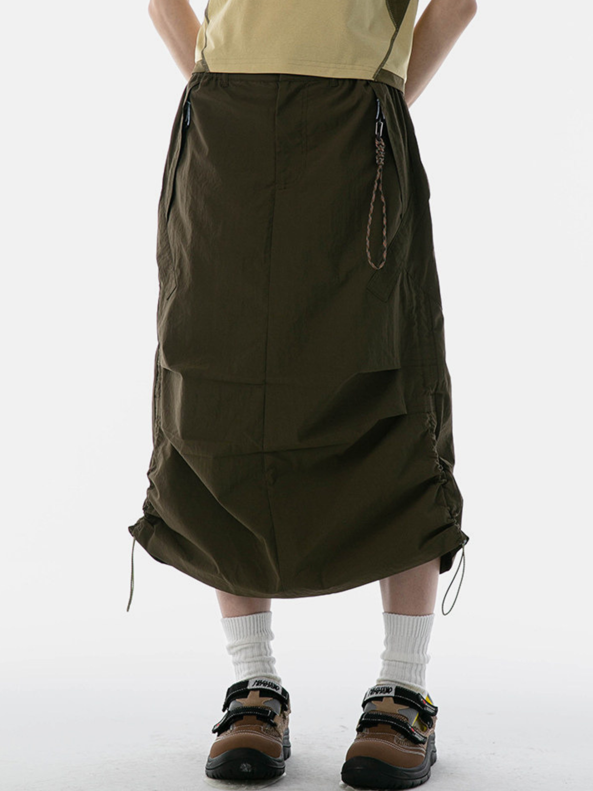 MontView – Schnelltrocknender Utility-Midirock mit Kordelzug für Damen