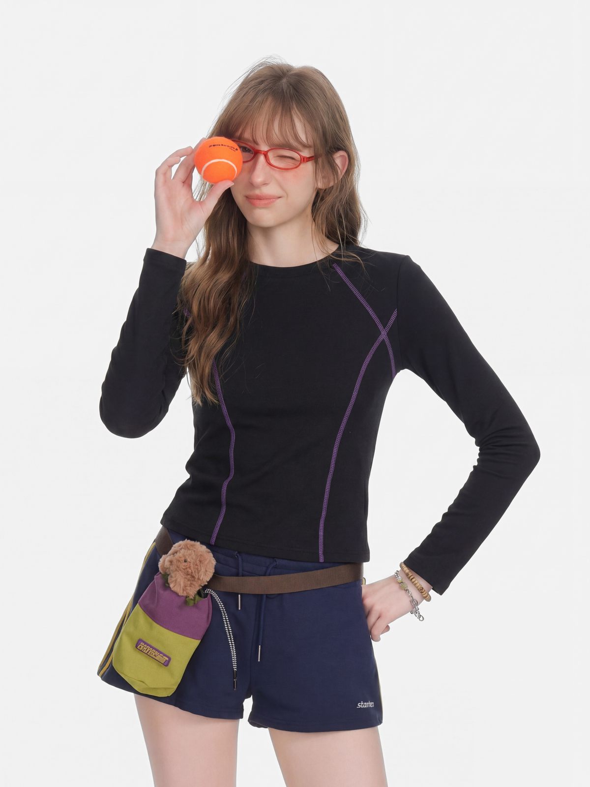 Darkrun – Enganliegendes, bauchfreies Langarm-T-Shirt für Damen