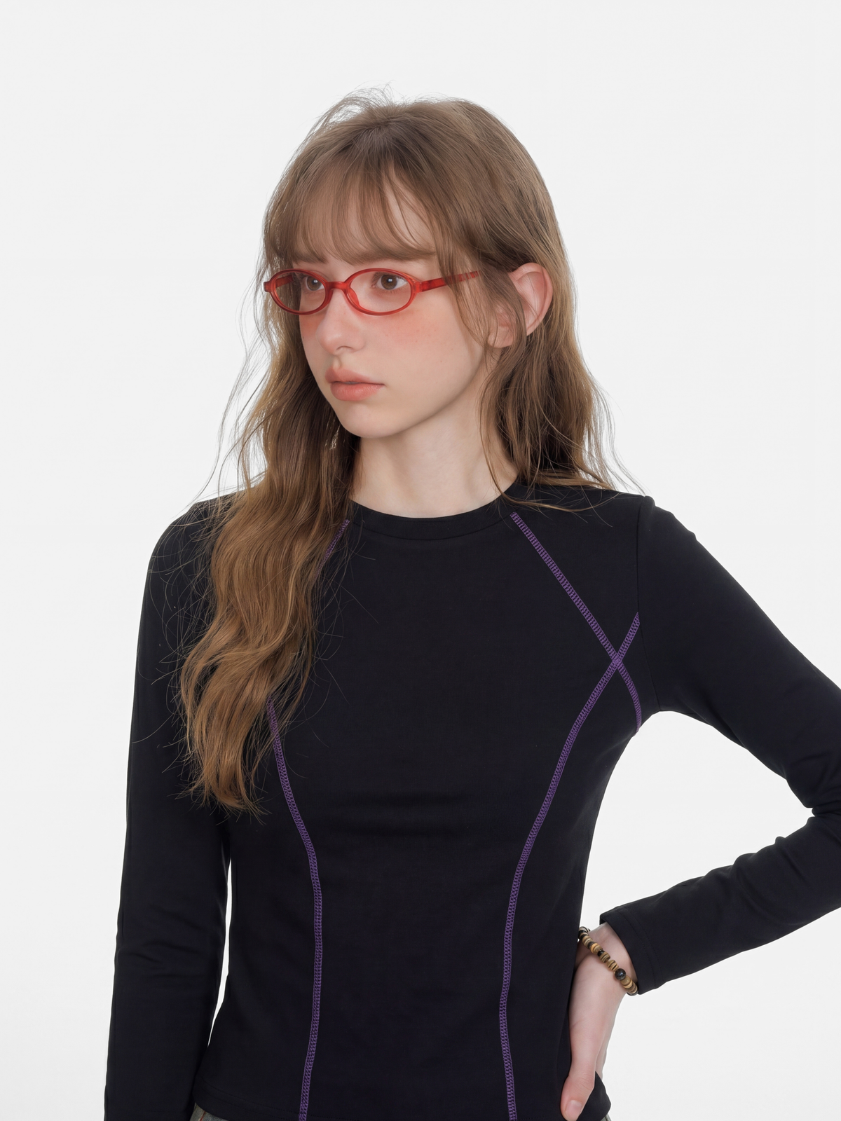 Darkrun – Enganliegendes, bauchfreies Langarm-T-Shirt für Damen