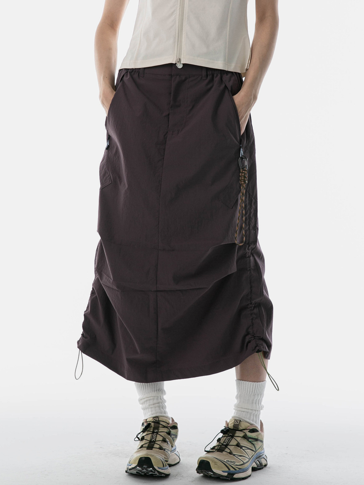 MontView – Schnelltrocknender Utility-Midirock mit Kordelzug für Damen