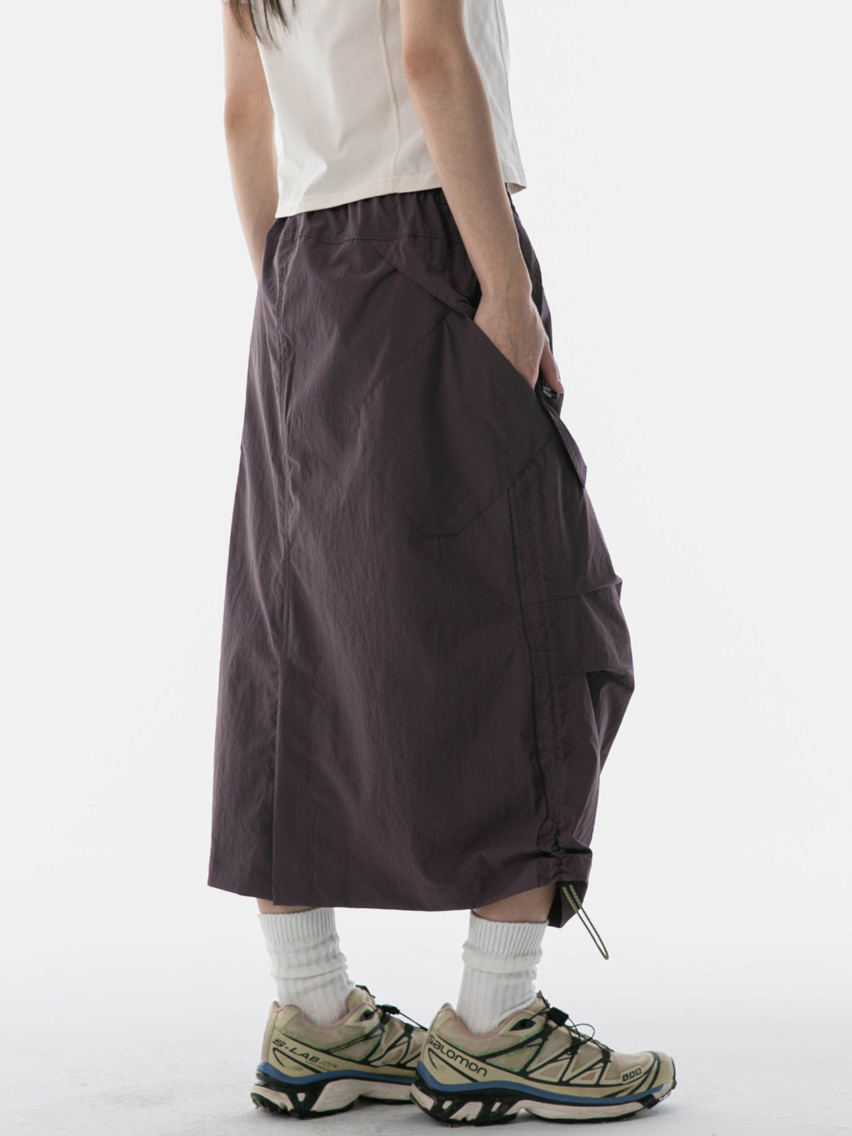 MontView – Schnelltrocknender Utility-Midirock mit Kordelzug für Damen