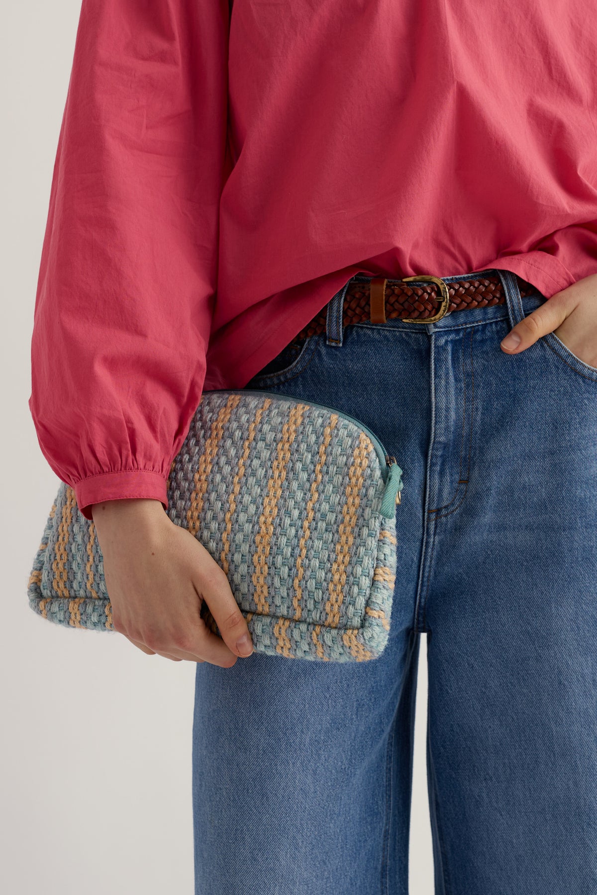 Flourish Jute-Umhängetasche mit Streifenmuster