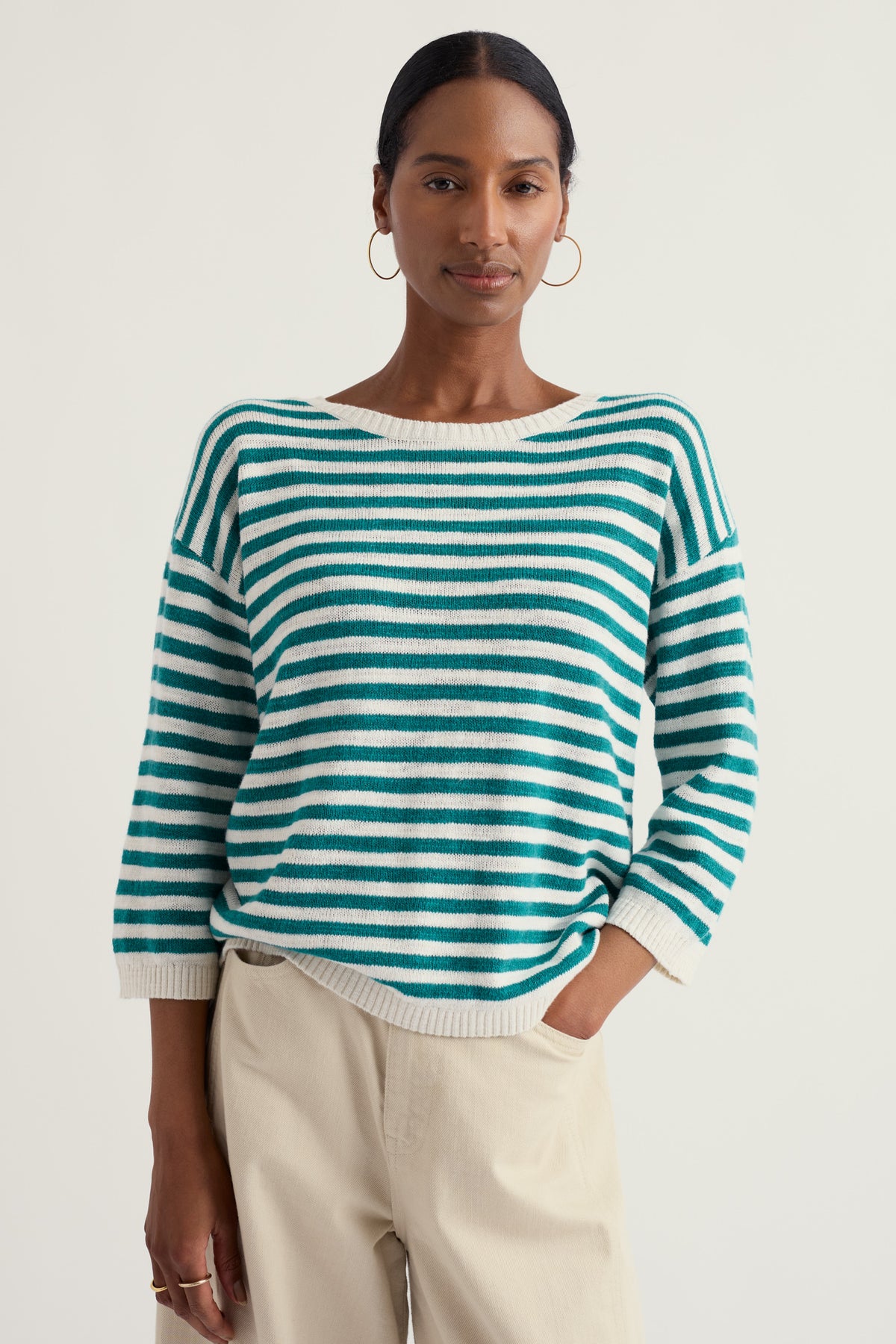 Knavock Gestreifter Pullover aus Leinen und Bio-Baumwolle