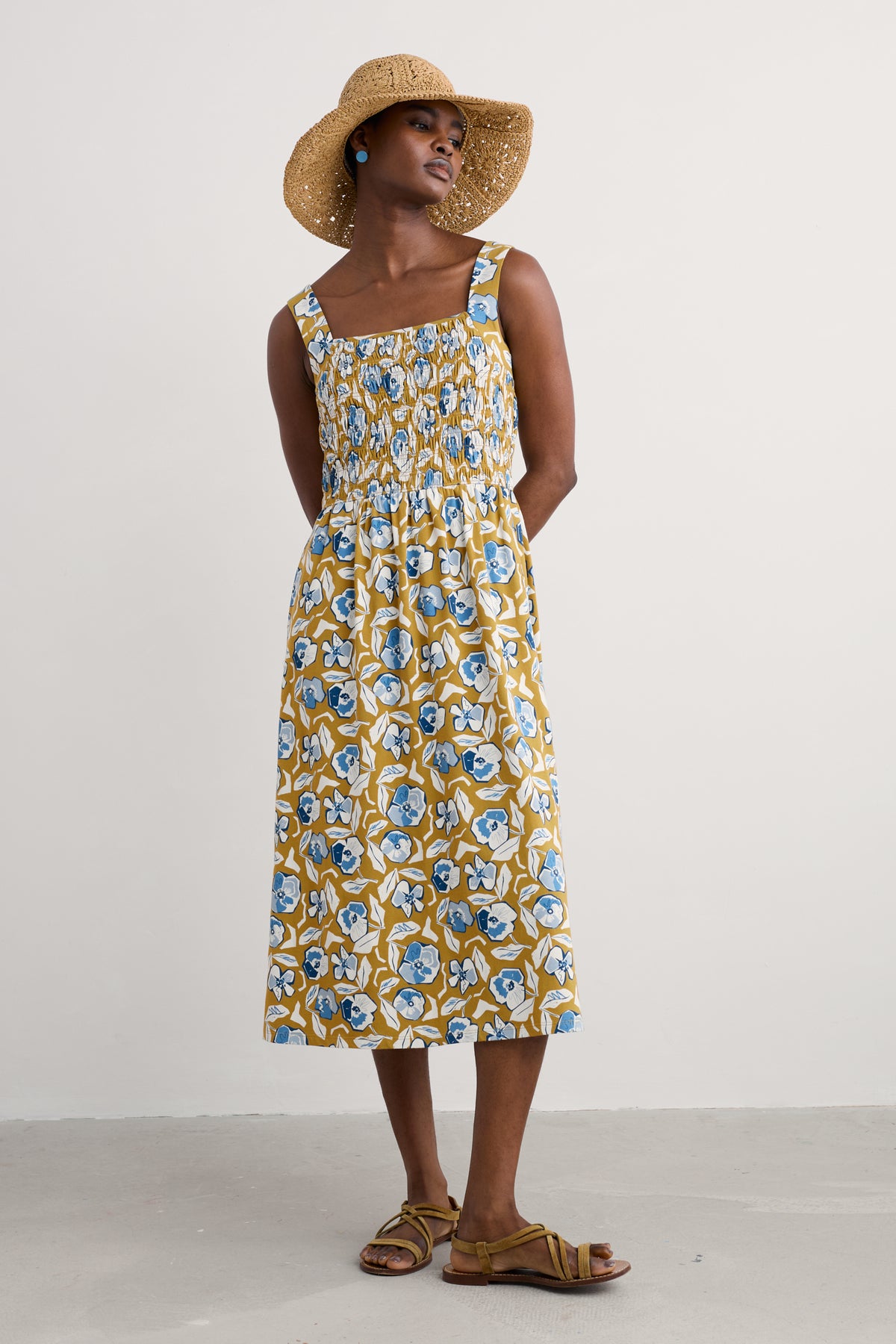 Sommerkleid aus Jersey mit gesmoktem Oberteil