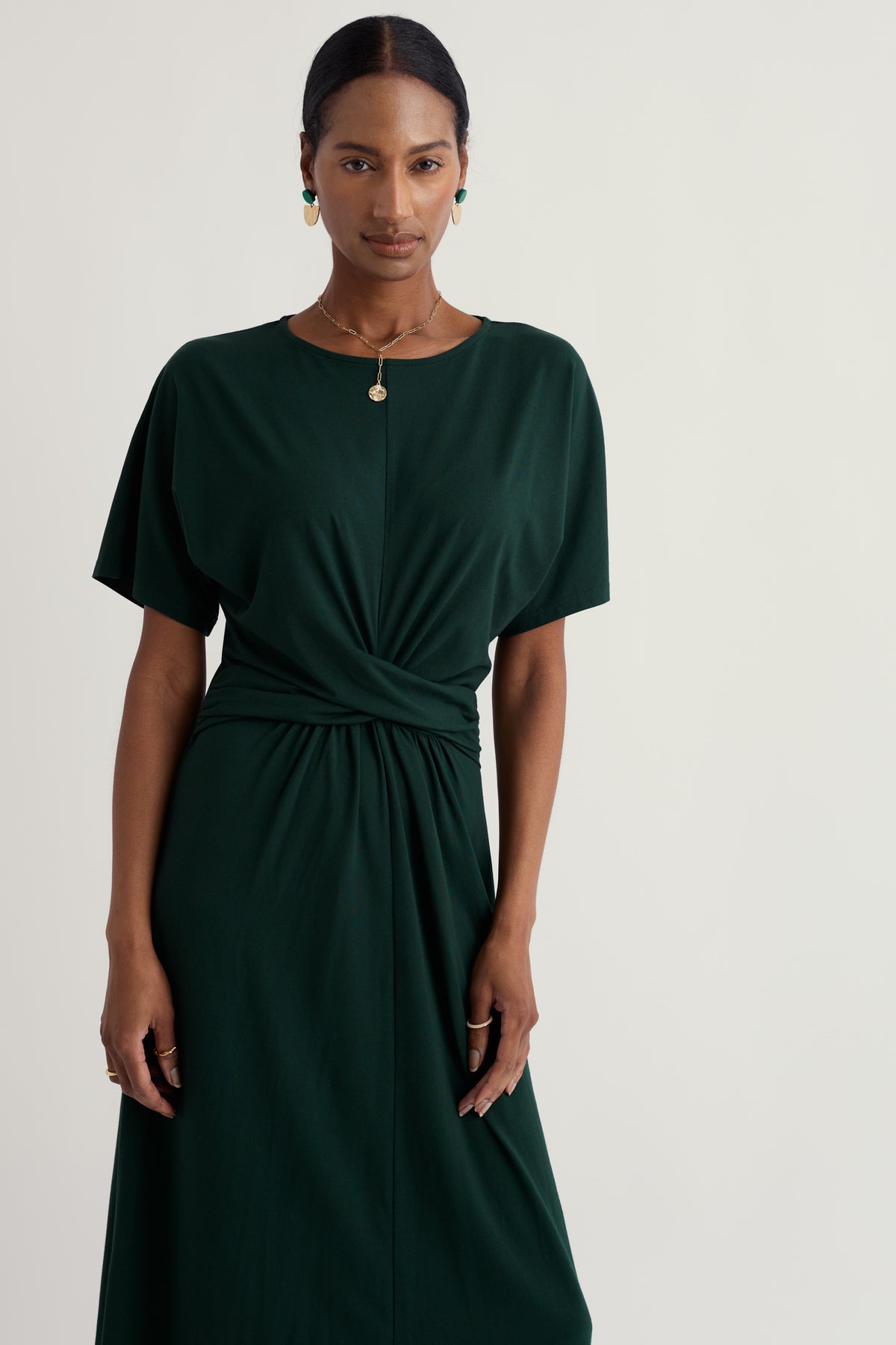 Midi-Jerseykleid in Wasserminze