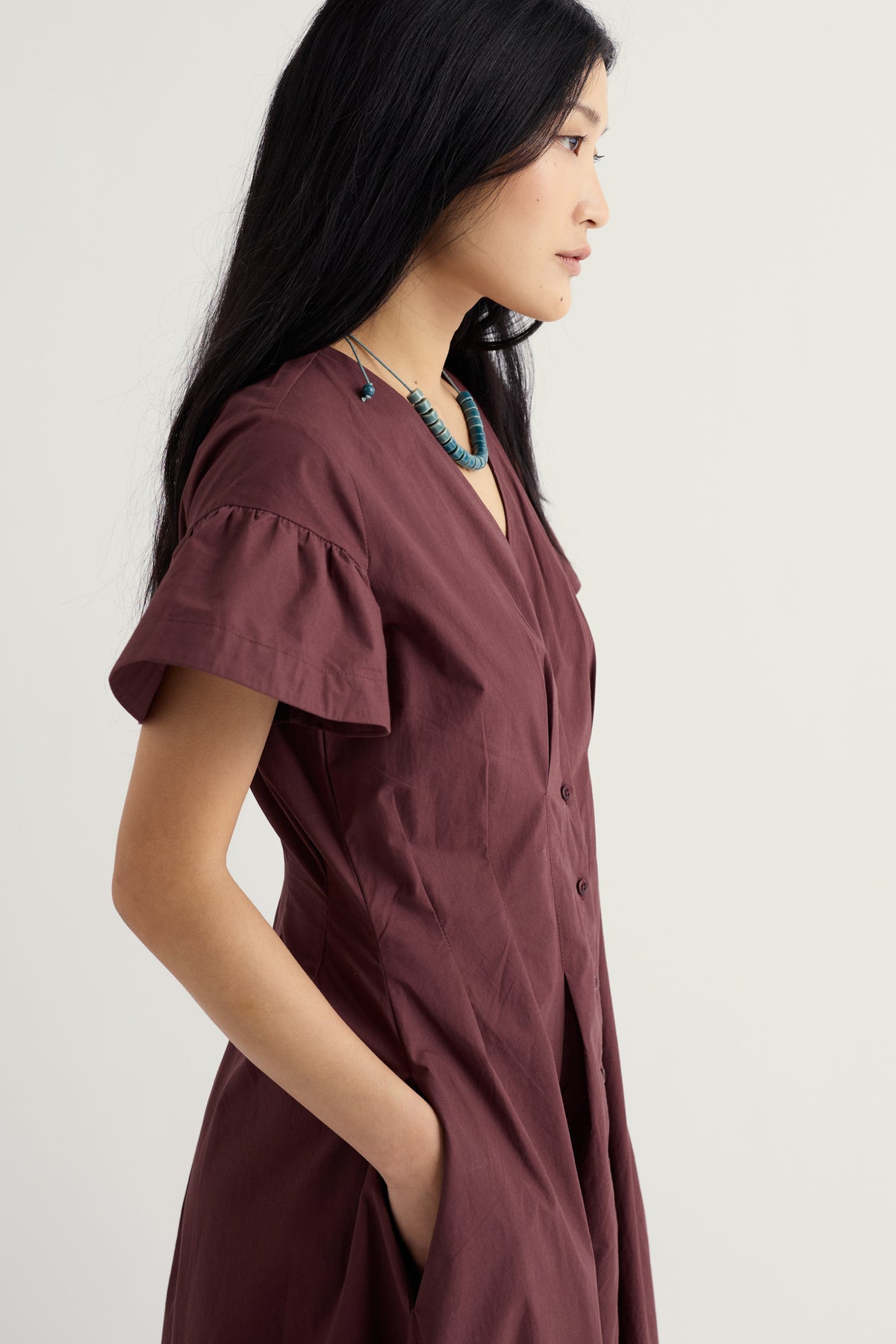 Kerthen Woods Popeline-Midikleid