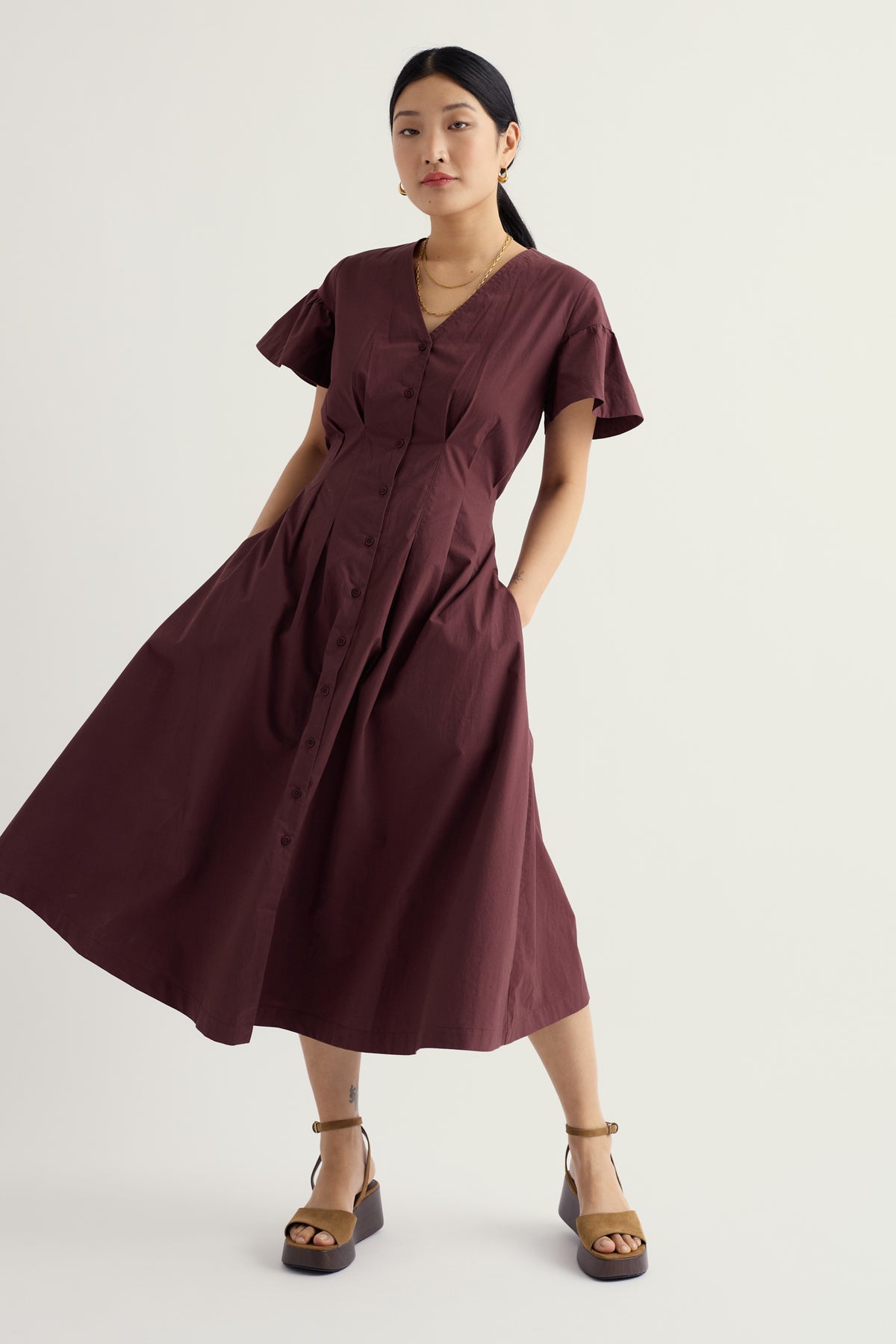 Kerthen Woods Popeline-Midikleid