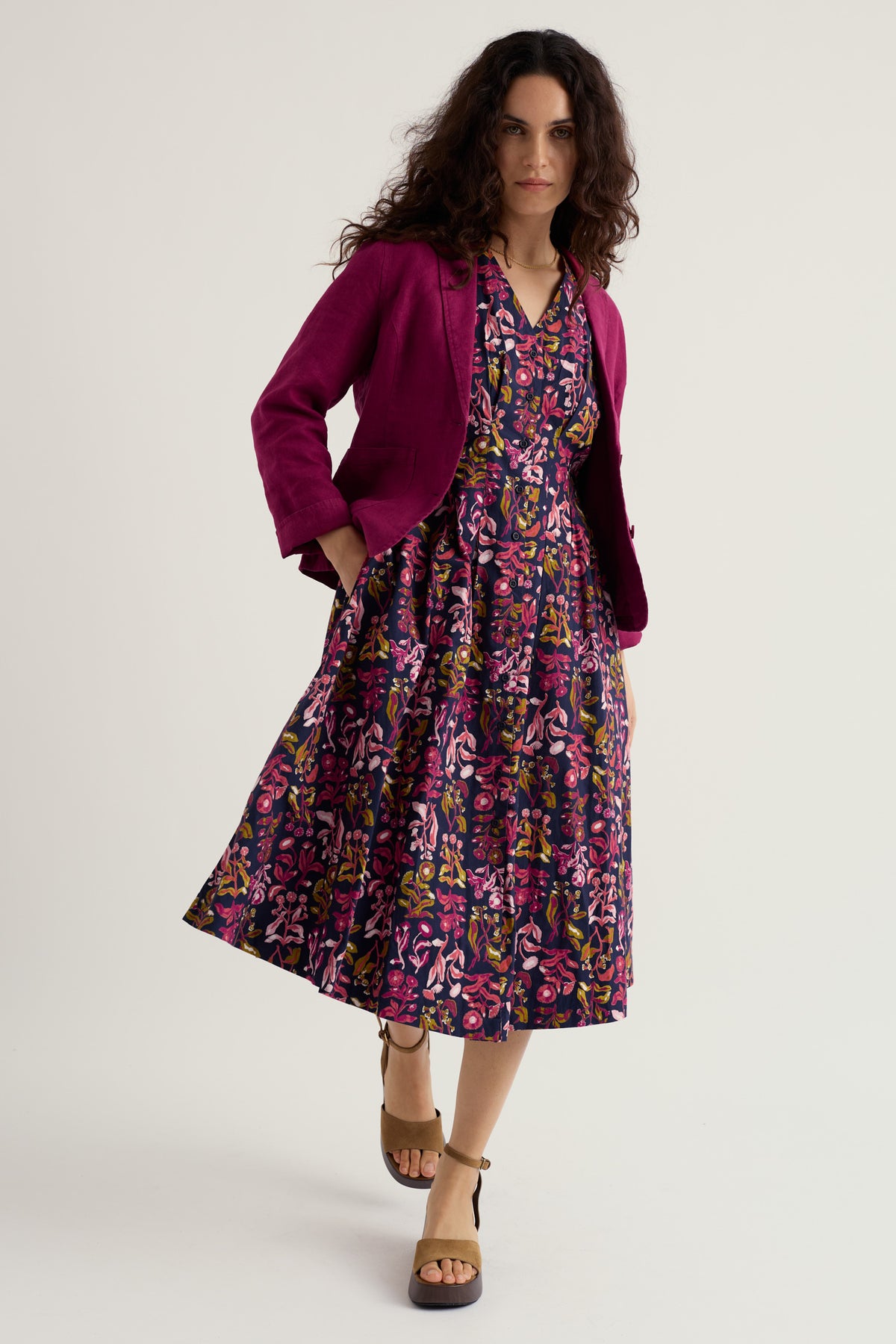 Kerthen Woods Popeline-Midikleid